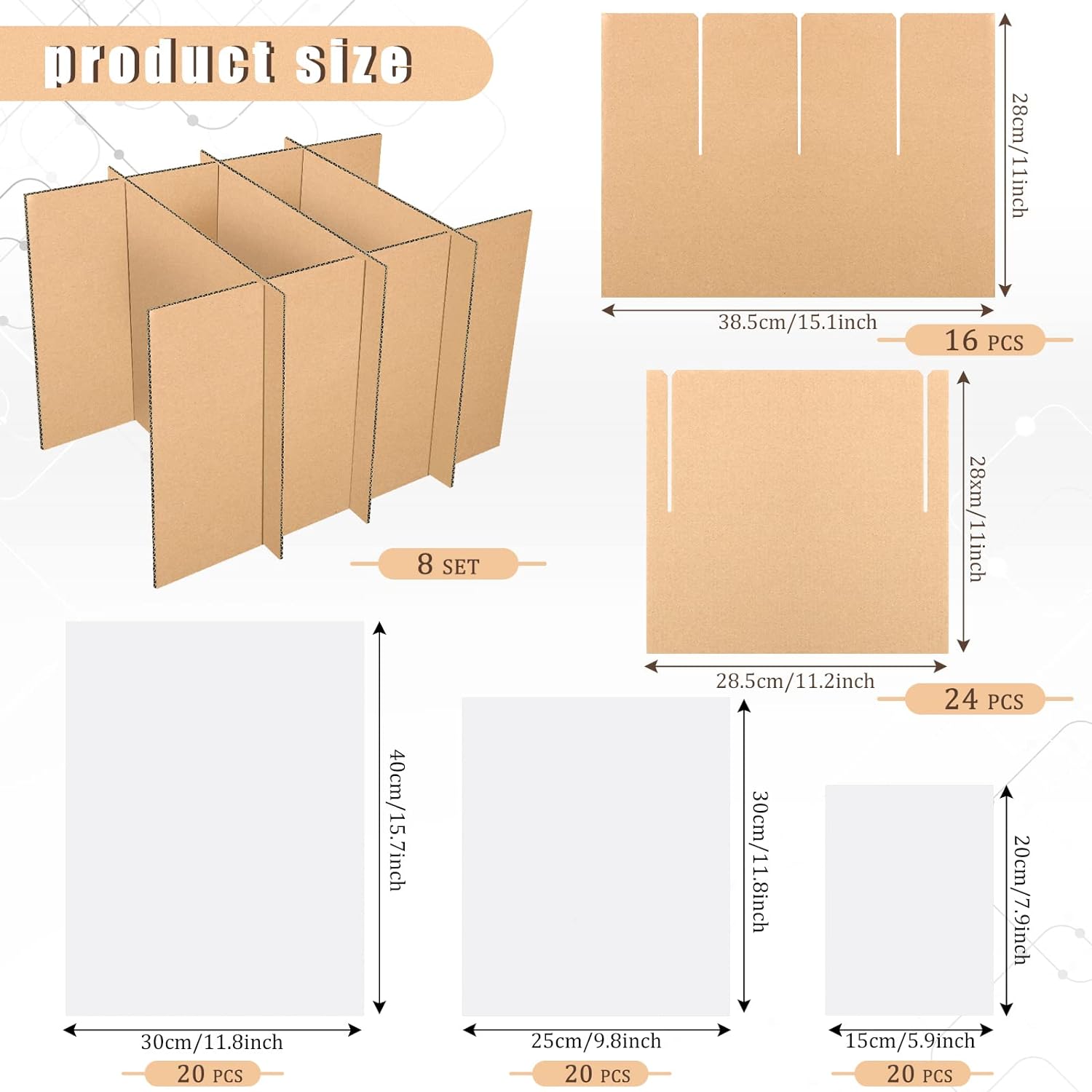 8 Sets Glass Divider Kits for Kitchen Packing Supplies for Moving Include 40 Pcs Glass Dividers 60 Pcs Foam Pouches Fits in 16 x 12 x 12 Inches Box for Kitchen Moving Shipping Packaging Supplies - Image 2